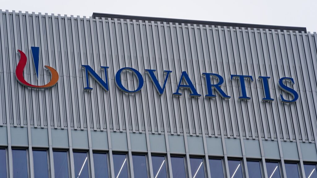 Close-up,Of,Office,Tower,With,Logo,Of,Swiss,Pharmaceutical,Company